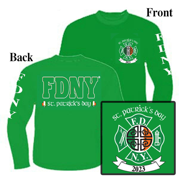 2023 Green FDNY Long Sleeve Saint Patrick's Day Tee