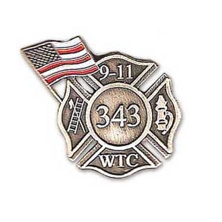 343 Badge with Flag Pin