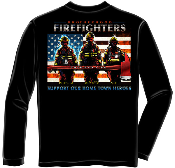 Firefighter Brotherhood Flag & Axe Long Sleeve Tee