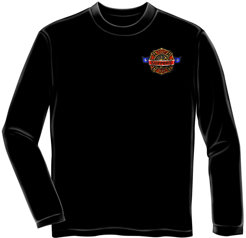 Firefighter "Support" Red Line Long Sleeve Tee