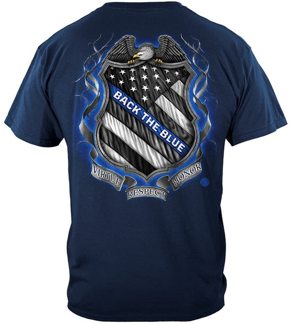 "Virtue Respect Honor" Back the Blue Shield Tee