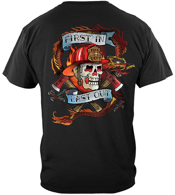 Firefighter Classic Tattoo Skull - First in Last Out