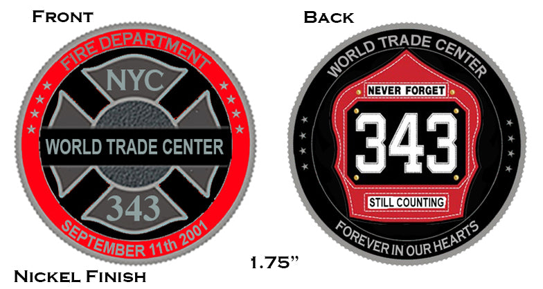 1.75" 343 Shield WTC Memorial Challenge Coin