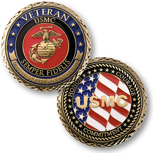 1.75" United States Marine Corps Veteran Challenge Coin