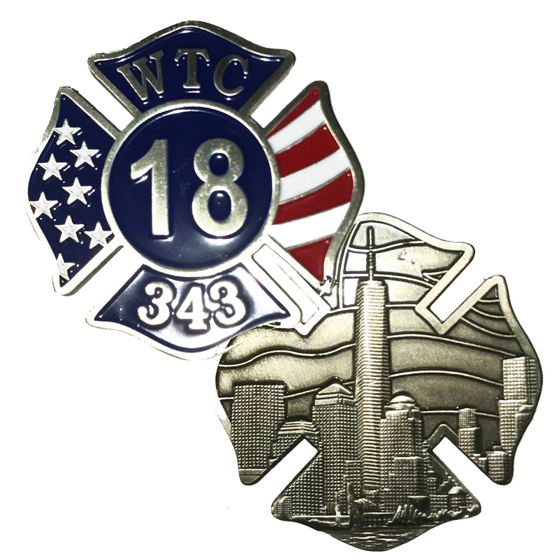 SOLD OUT - 1.75" 18th Anniversary World Trade Center FIRE Memorial Challenge Coin