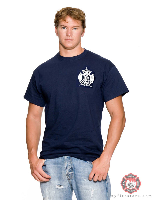 150th Anniversary LIMITED EDITION FDNY  Classic White on Navy Tee Shirt