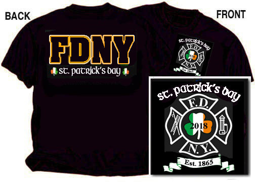 2018 Black FDNY St. Patrick's Day Tee Shirt
