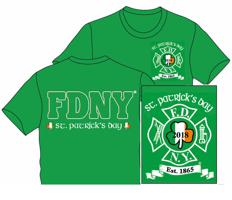 2018 Green FDNY St. Patrick's Day Tee Shirt
