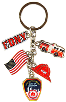 5 Charm FDNY Dangle Keychain