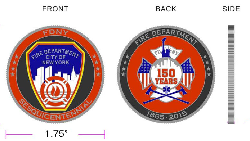1.75" FDNY 150th Anniversary Coin