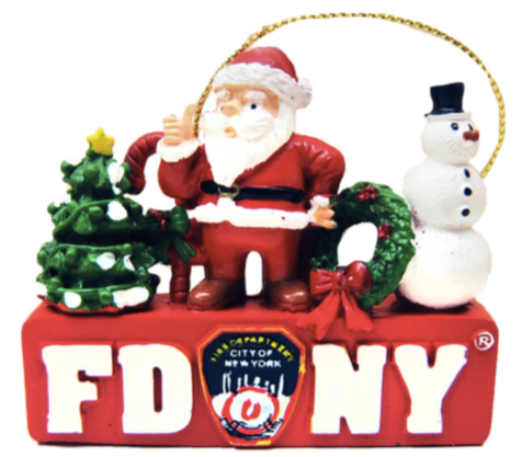 FDNY 3-D Santa Ornament