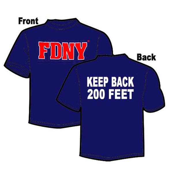 T-shirt FDNY Manica Lunga Blu Navy - Licenza Ufficiale "Keep Back 200 Feet" - Uomo, Taglia Regular - Foto 2