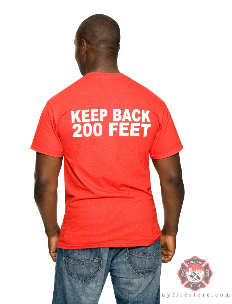FDNY Red Stripe Keep Back 200 Feet Tee Shirt