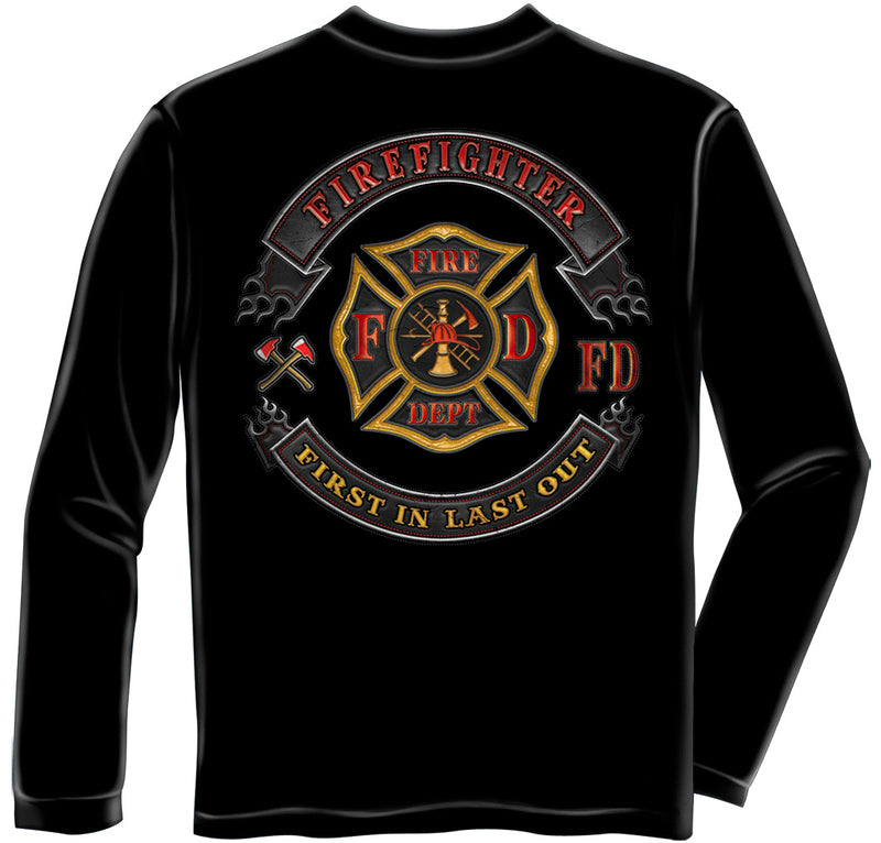 Firefighter Motorcycle Style Colors Long Sleeve Tee