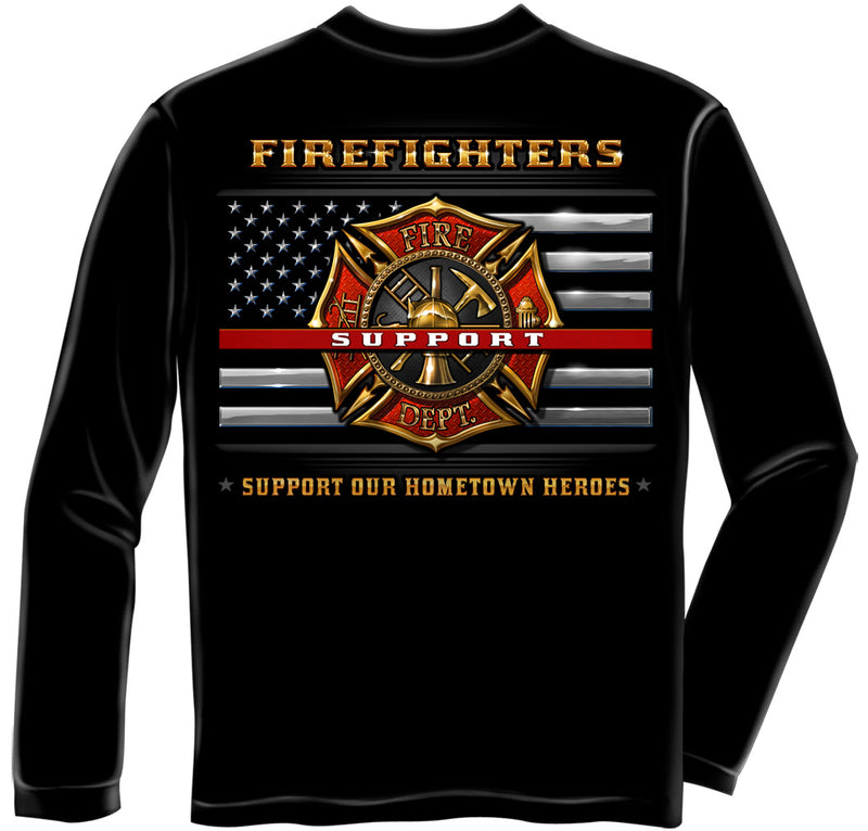 Firefighter "Support" Red Line Long Sleeve Tee