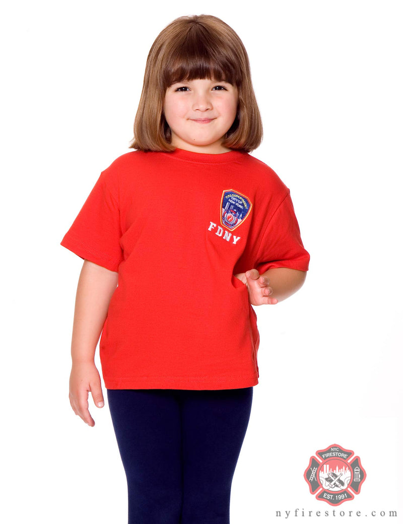 Kid's FDNY Embroidered Logo Tee Shirt - Red