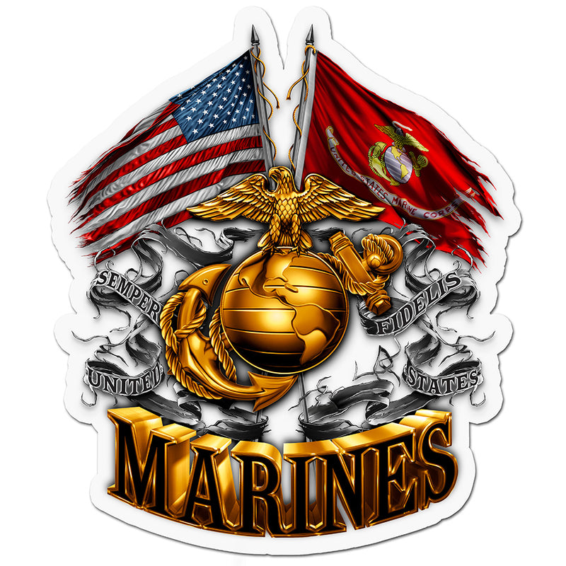Marine Corps Flags & Globe Decal