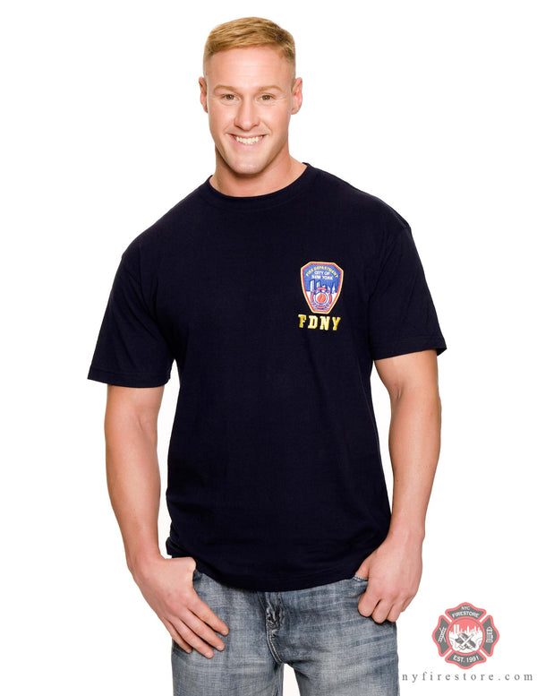FDNY Embroidered Patch Tee Shirt Navy