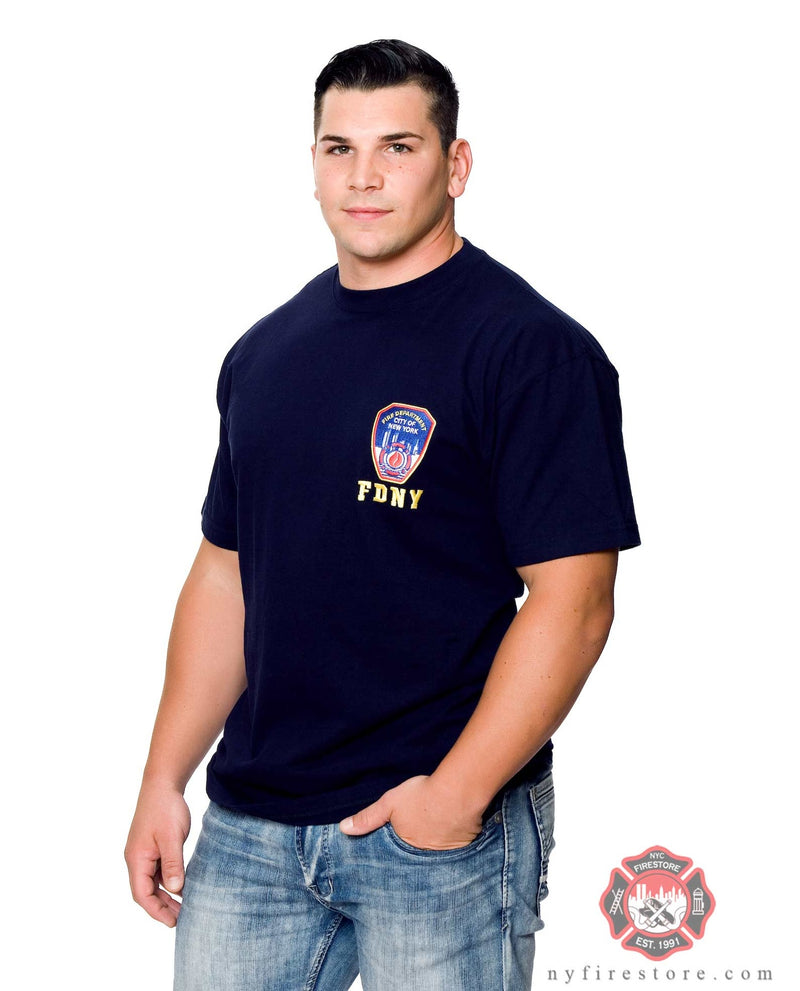 FDNY Embroidered Patch Tee Shirt Navy
