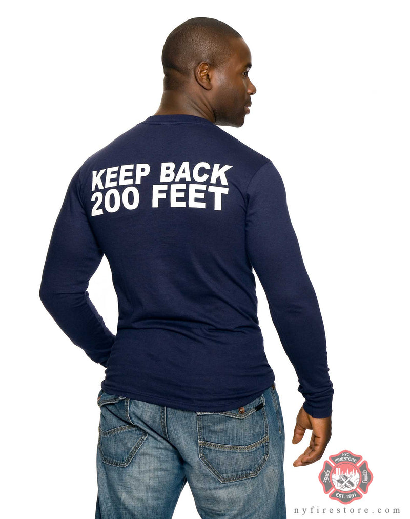 FDNY Navy "Keep Back 200 Feet" Long Sleeve Tee Shirt