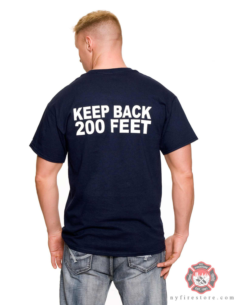 FDNY Stripe Navy "Keep Back 200 Feet" Tee Shirt