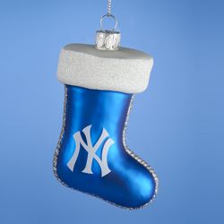 New York Yankee Glass Stocking Ornament