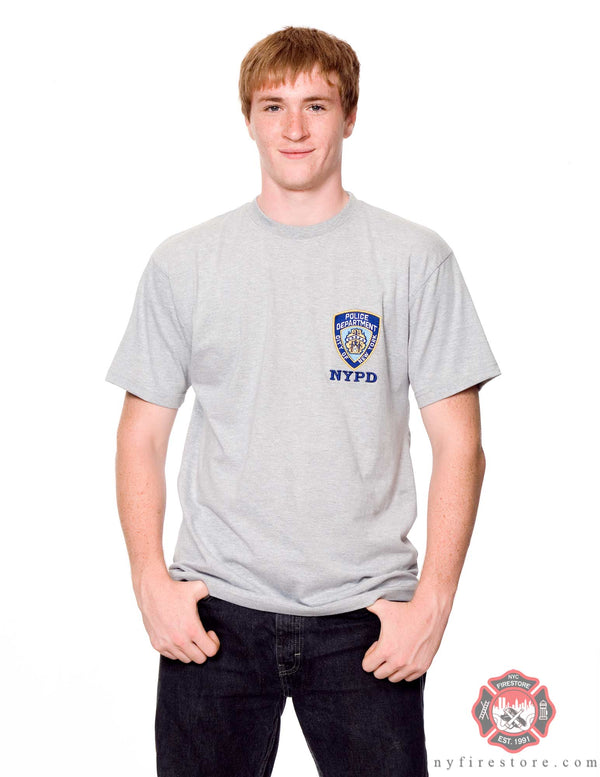 NYPD Gray Embroidered Logo T-Shirt