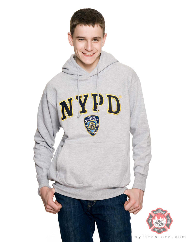 NYPD Gray Hoodie Sweatshirt with Embroided Logo