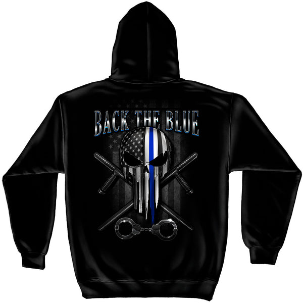 Thin Blue Line Skull Hoodie