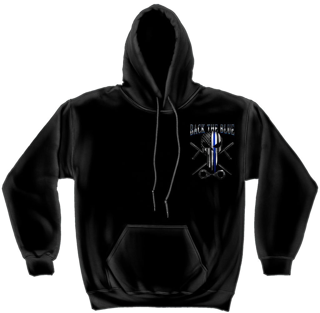 Thin Blue Line Skull Hoodie - Main Image