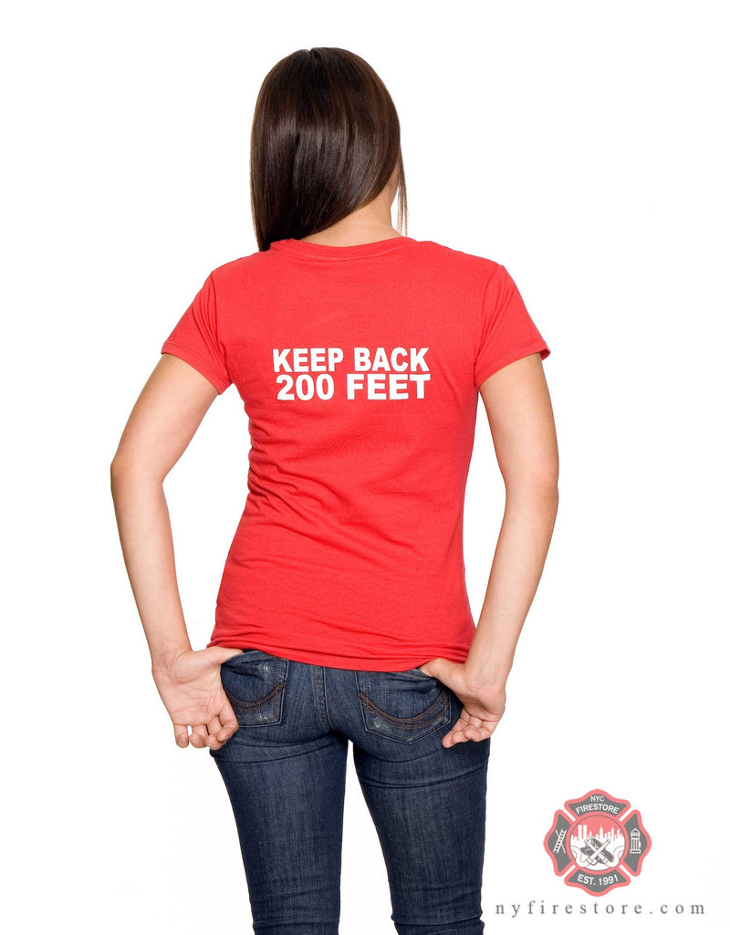 FDNY Women's Red "Keep Back 200 Feet" Tee Shirt